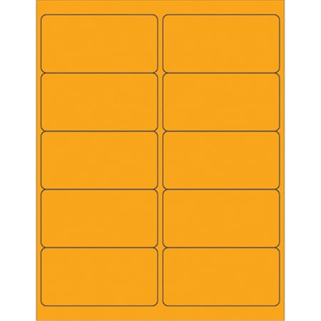 Officespace 4 x 2 in. Fluorescent Orange Rectangle Laser Labels, 1000PK OF2819642